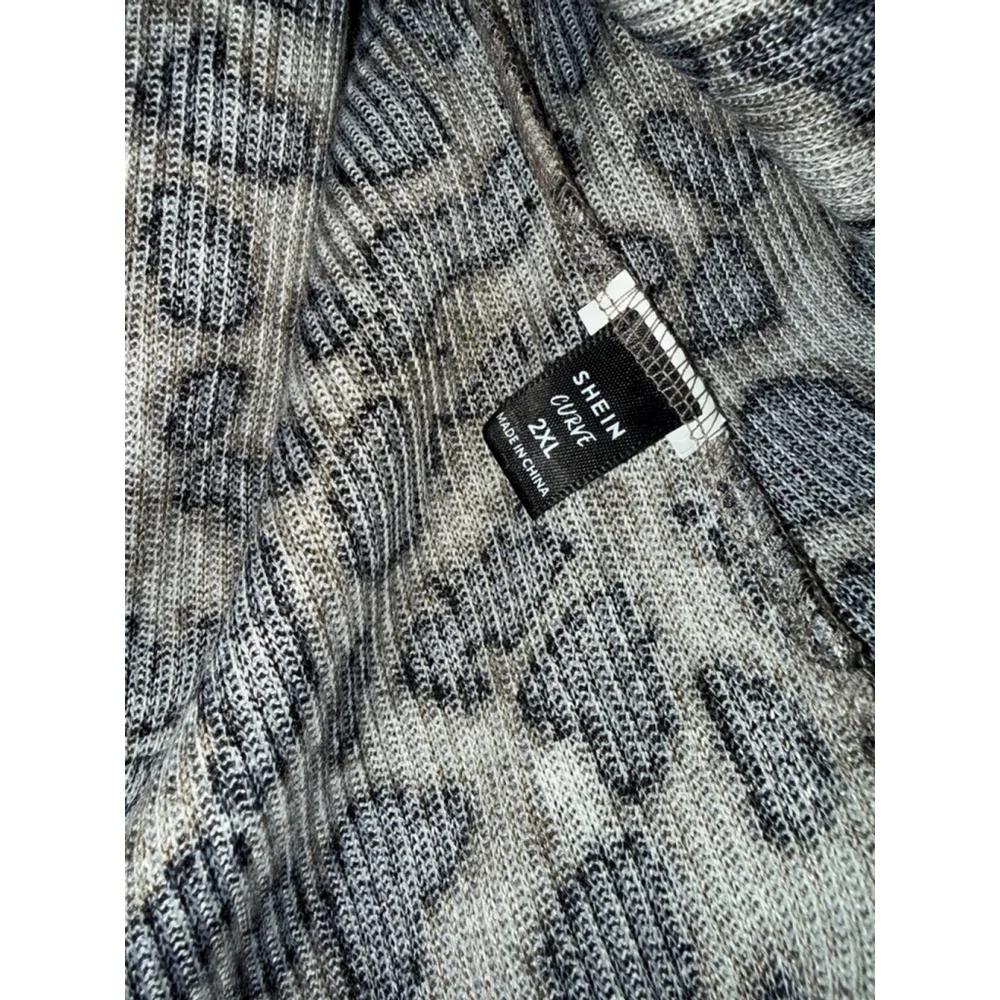 Women's SHEIN Plus Long Sleeve Thermal 2X Brown Black Leopard Print - Picture 3 of 4